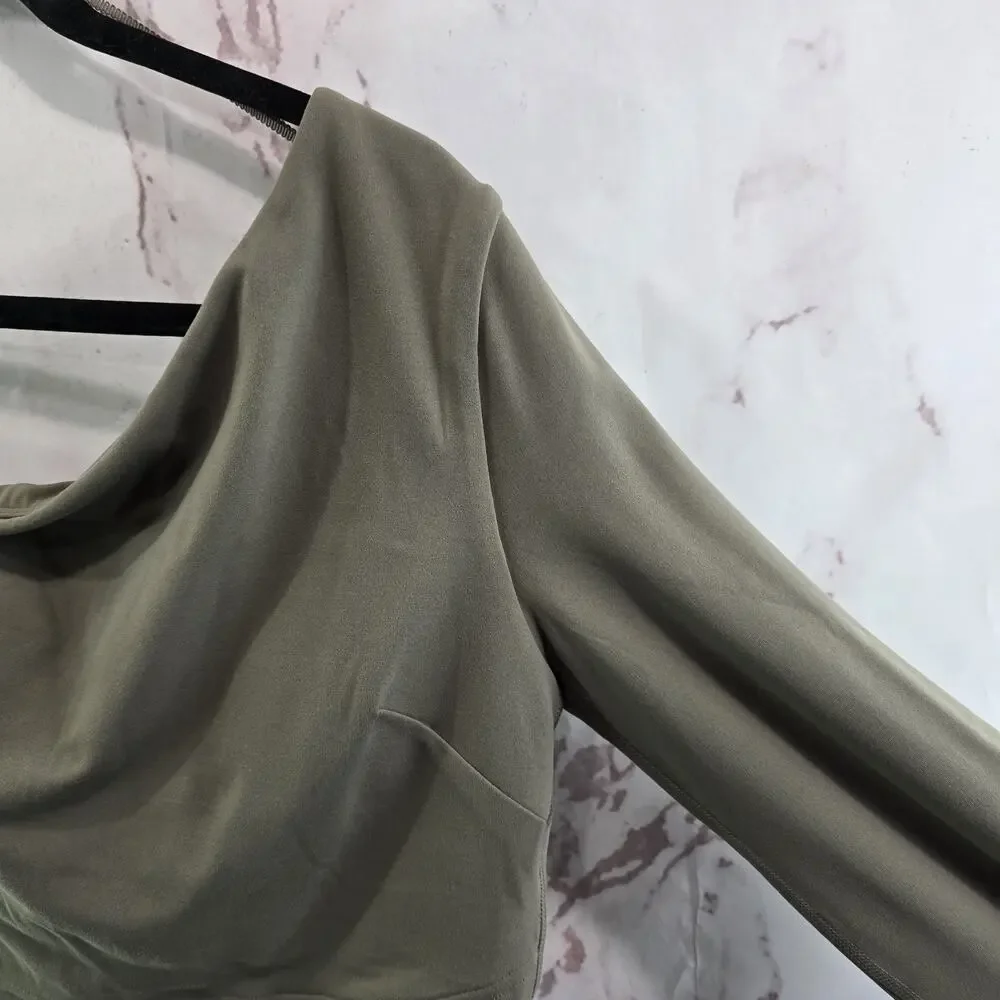 Lululemon Shirt Womens 6 Align LS Nomad Brown One Shoulder Crop Bra Asymmetric